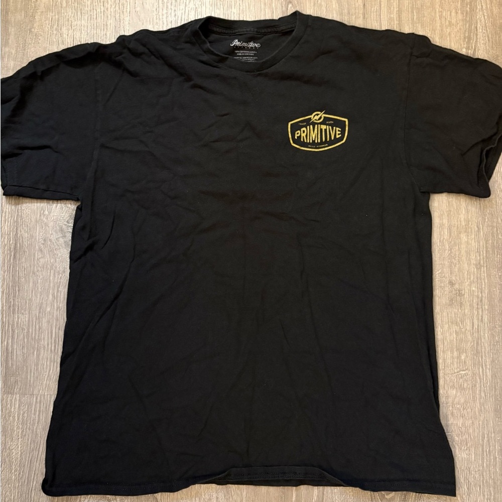 Primitive Black Short-Sleeve Tee with Yellow Chest Logo